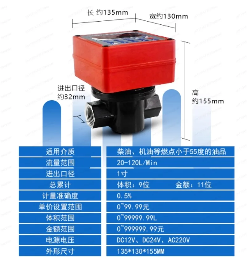 2025 1 Inch Electronic Gear Meter NEW 12V/24V/220V Quantitative Diesel Flow Meter for Automotive And Engineering Applications