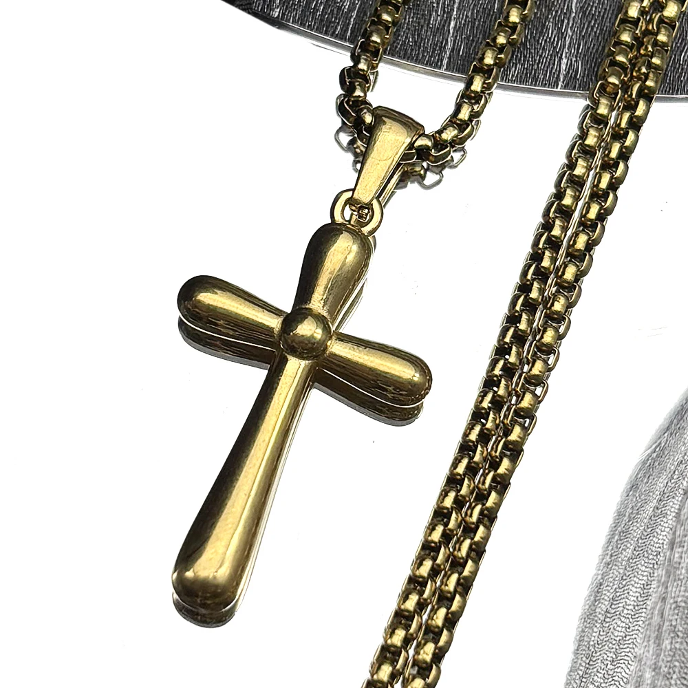 

Hip Hop Stainless Steel Simple Cross Pendant Necklace for Women Men Gold Color Christian Amulet Chain Necklaces Jewelry Gift