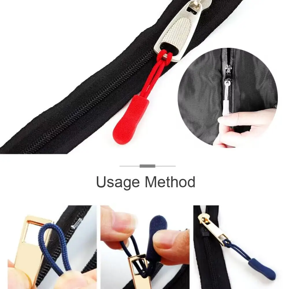 10pcs/pack Zipper Pulls Cord Ends Strap Lariat Black For Apparel Accessories 9 Style