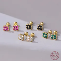 Женские серьги-гвоздики из серебра 925 пробы с цветным Цирконом