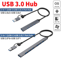 Portable USB 3.0 Hub Multi Splitter Adapter 4/7 Ports High Speed Transmission for PC Computer Multi USB Splitter Adapter