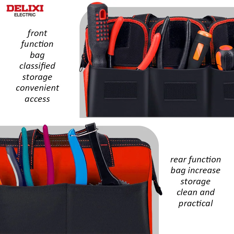 DELIXI ELECTRIC Tool Bag,Multifunctional Waterproof Storage Tool Bag,Suitable for Electricians,Plumber，Car Mechanics,Homeowners