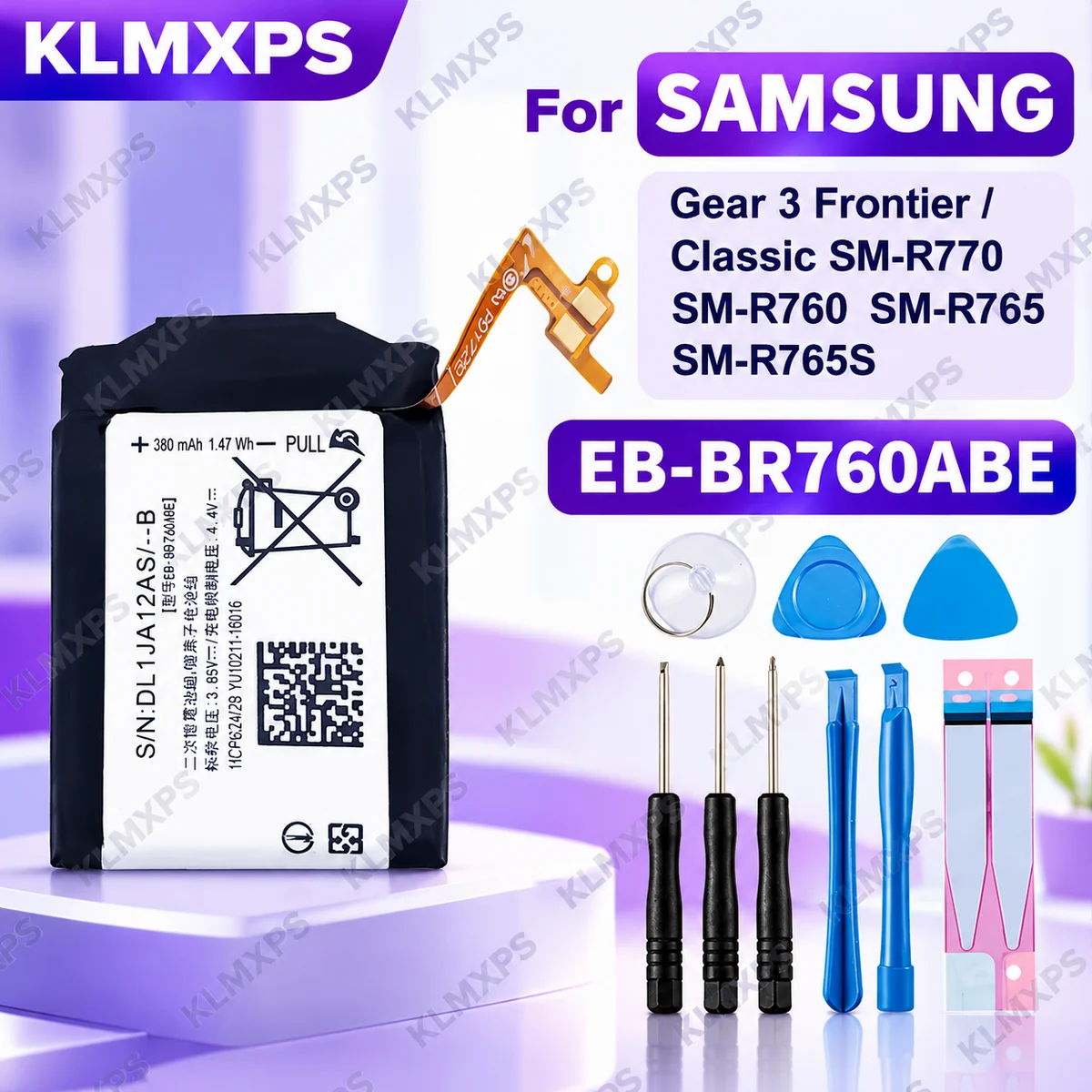EB-BR760ABE 380mAh Replacement Battery Compatible with Samsung Gear S3 Classic Smart Watch Models SM-R760 SM-R765 SM-R770