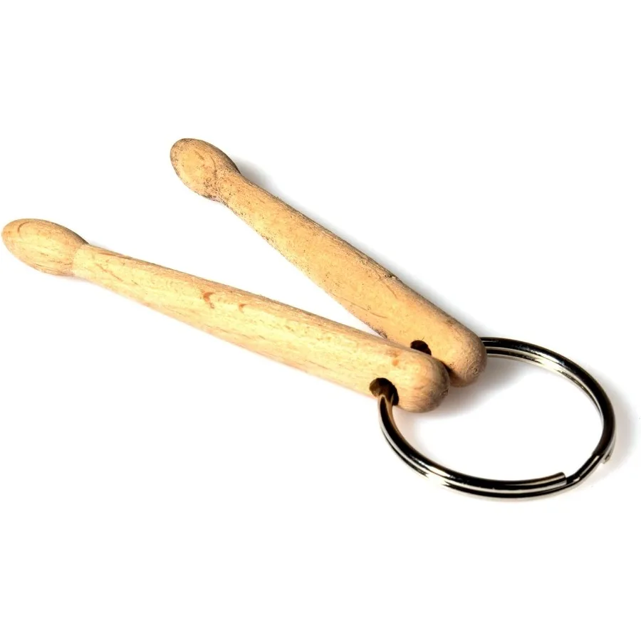 

Mini Drum Sticks Keychain 2 Natural Wood Miniature Drum Stick Percussion Key Ring for Drummer