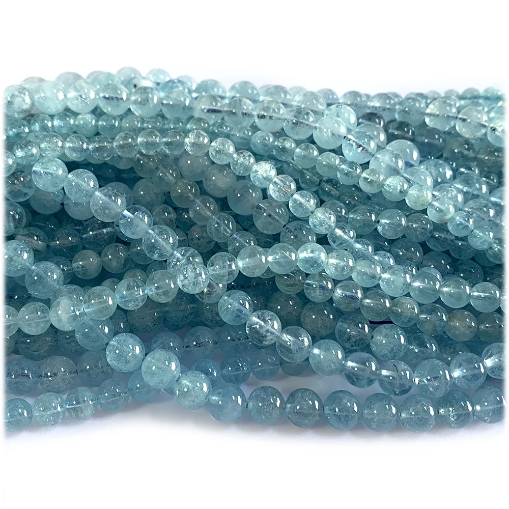 

Veemake натуральный прозрачный синий зеленый аквамарин круглые свободные бусины для ювелирных изделий Makin 08261