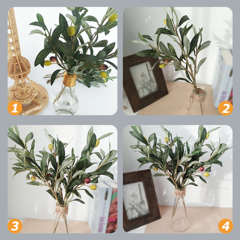 

5Pcs Simulation Olive Branches Natural Color Transition Clear Texture Home Office Shop Decoration Faux Plants Flower Arrangement