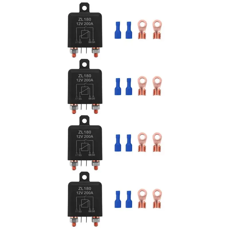 

12V 200A Relay Car Truck Engine Automobile Boat Car Starter Heavy Duty Split Charging ZL180 With 2 Pin Footprint [4 Set]