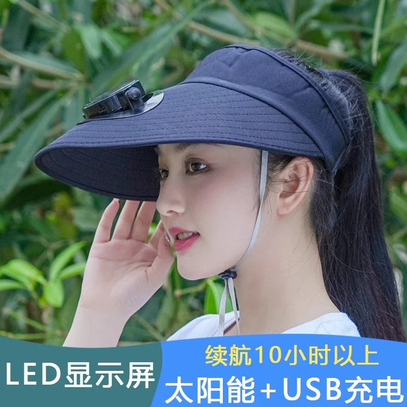 

Rechargeable fan cap Solar greenhouse dry farm work Hat with fan Summer men's and women's tea picking Sunscreen visor