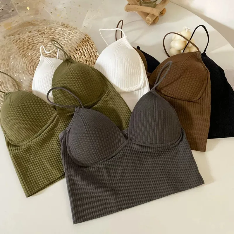 Women Sexy Crop Tops Bra Tube Top Female Streetwear Sleeveless Seamless Sports Bra Crop Camis Top Tee Bandeau Top Basic Tank