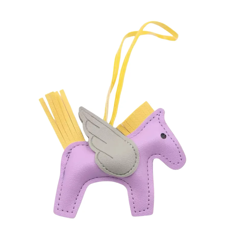 سلسلة مفاتيح بيغاسوس لطيفة للنساء، حقيبة فانتاسي ليتل بيغاسوس من جلد البولي يوريثان، ملحقات مفتاح السيارة بجناح الملاك، سحر الهاتف المحمول