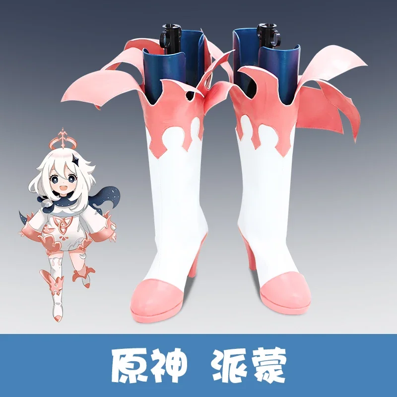 Game Genshinimpact Paimon Cosplay Shoes Halloween Party Game Cosplay Costume Prop Women High-helel Boots Cute Style