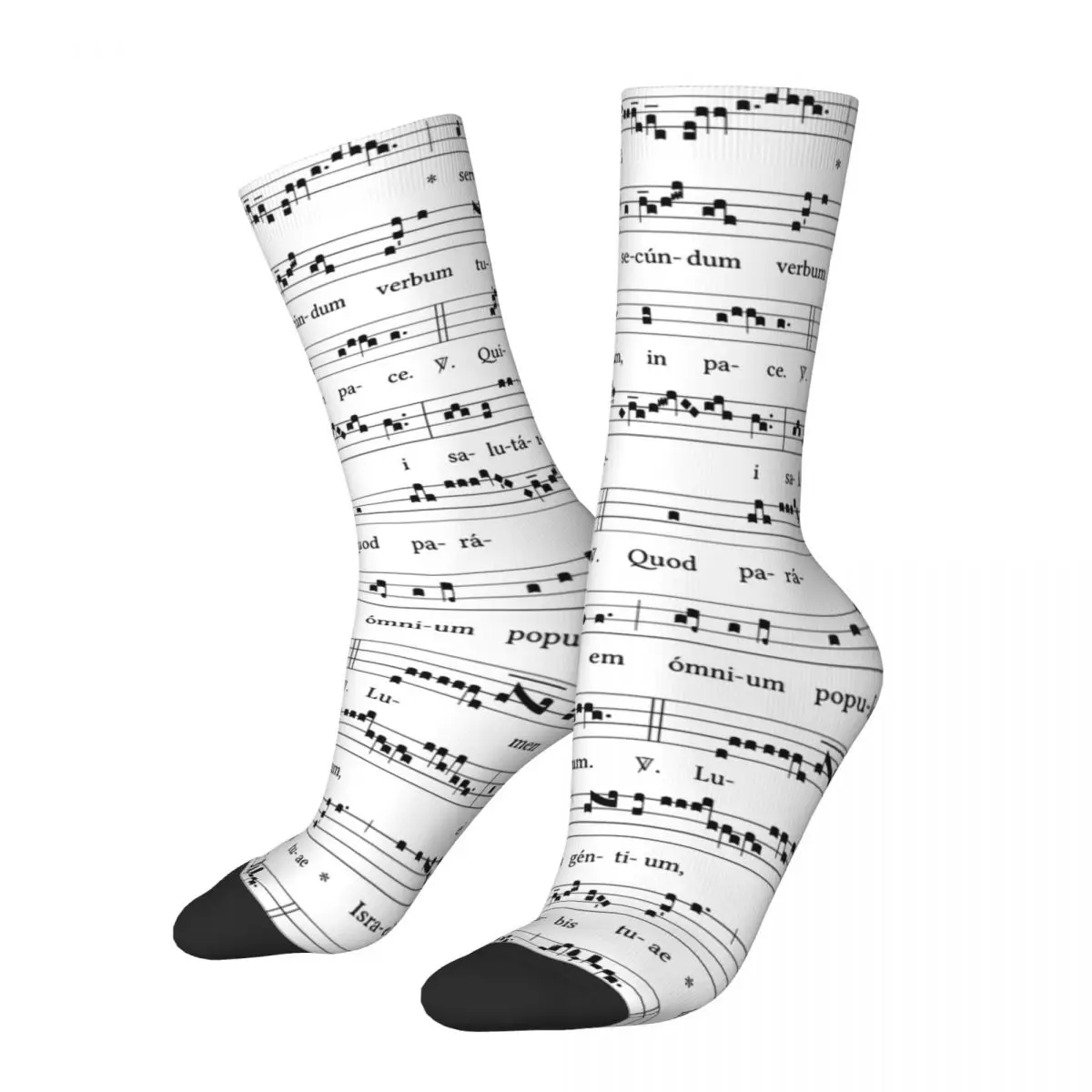 Calcetines divertidos sin costuras para hombre, calcetín con patrón impreso de regalo, Estilo Vintage Harajuku, con música de canto Gregoriano, Nunc