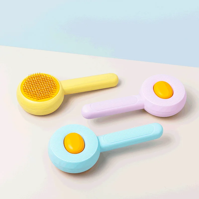 

Macaron Pet Grooming Brush - Handheld Deshedding Tool with Air Cushion Massage for Cats & Dogs, One-Touch Hair Release Brush
