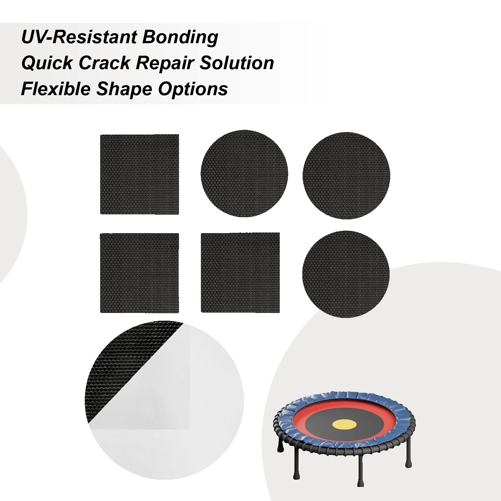

6pcs Trampoline Repair Kit Patches Holes Parts Suite Tpe Tent Accessories Adhesive Mat For Fixing Tent Trampoline Mat Holes
