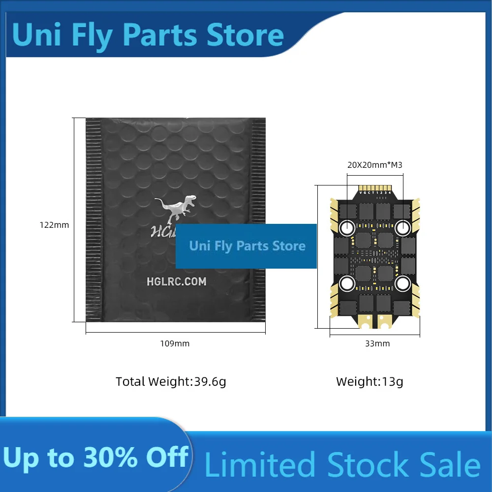 UniFlyHGLRC 60A 4IN1 6S BL32 Mini V1 ESC 3-6S For FPV Racing Drone Quadcopter Multicopter