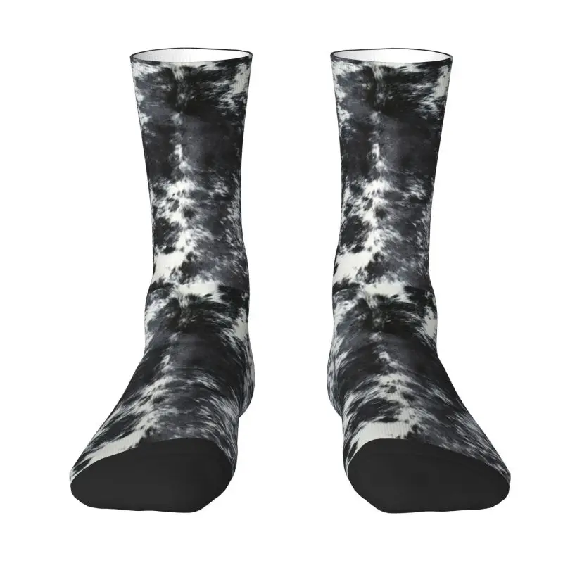 Animal Cowhide Texture 3D Printing Dress Socks Men Women Warm Fashion Rustic Cow Faux Fur Skin Leather Crew Socks