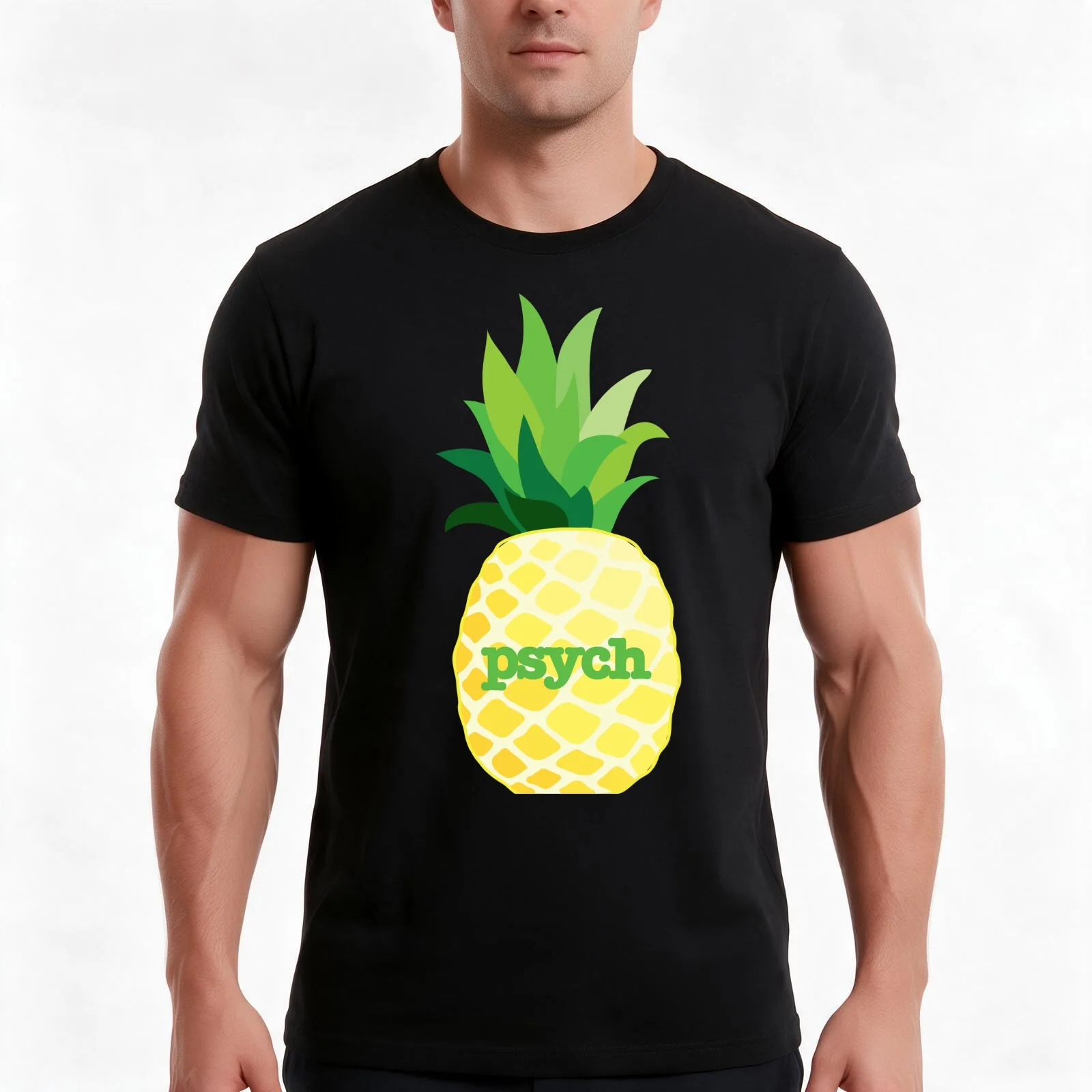 Psych TV- Pineapple T-Shirt, Summer Casual Cotton Tee, Oversized Streetwear Tops, Vintage Graphic Print, Loose Fit Short Sleeve
