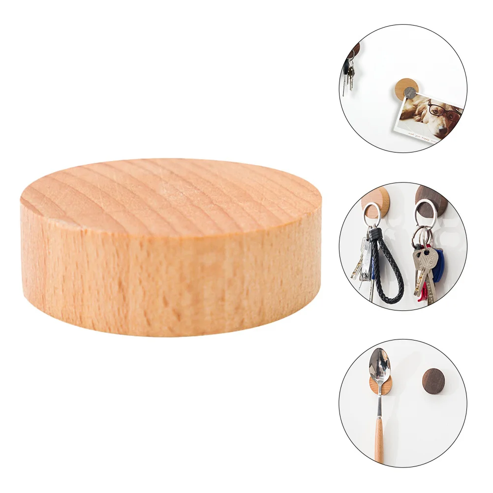 

1Pcs Magnetic Refrigerator Key Hanger Sticker Khaki Solid Wood Grain Strong Magnetic Corrosion Resistant Fridge Magnet Hook