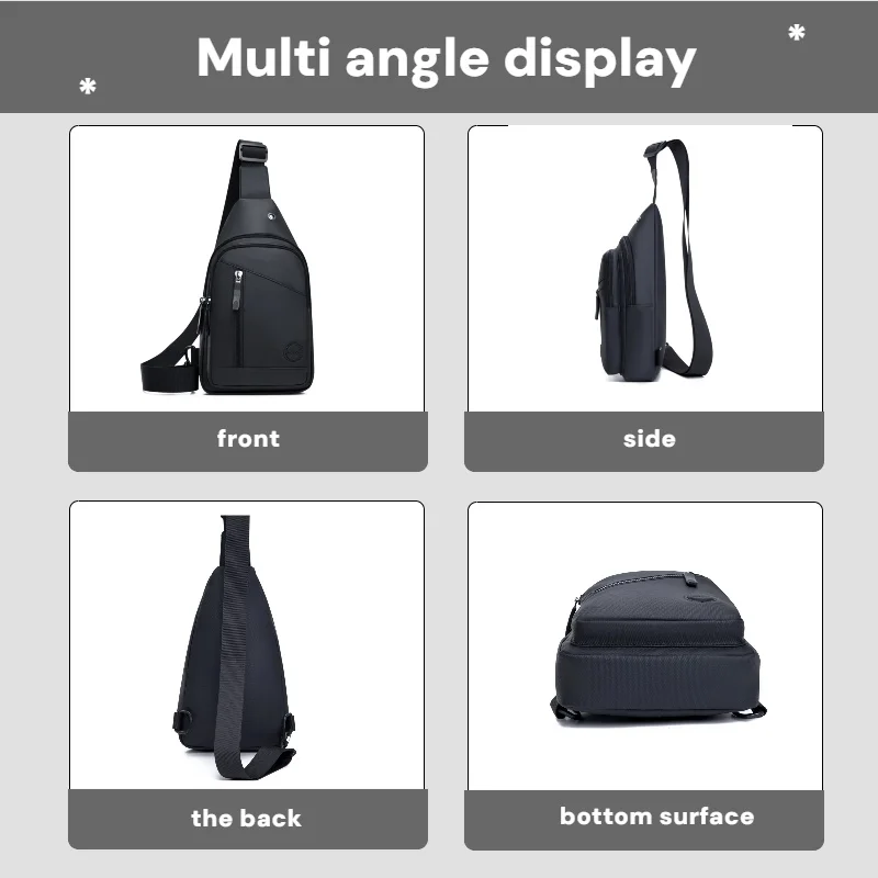 Lässige Herren-Brusttasche mit verstellbarem Schultergurt, mehrere Taschen, Umhängetasche, geeignet für Radfahren, Pendeln, Sport – Detail 5