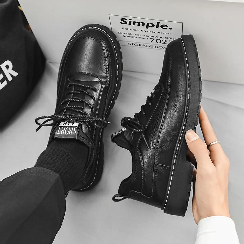 

Новая мужская обувь ручной работы в стиле ретро, кожаная обувь, уличная повседневная мужская социальная обувь, сшитая на шнуровке, нескользящая