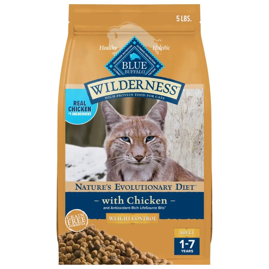 

Сухой корм для кошек Wilderness Natural Weight Control с высоким содержанием белка, курица, 5 фунтов.