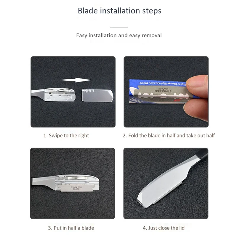 2X palo de afeitar recto para hombres y mujeres, cuchillas de cuchillo de afeitar para peluquero, diseño de primavera, barba, cara, axila, cuerpo-BAAQ
