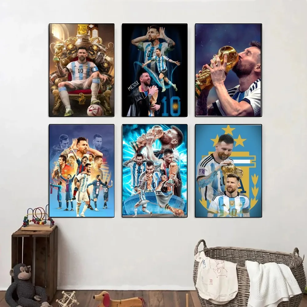 Sports-Lionel-Messi-Football Poster Posters Kraft Paper Vintage Poster Wall Art Painting Study Aesthetic Art Small Wall Stickers