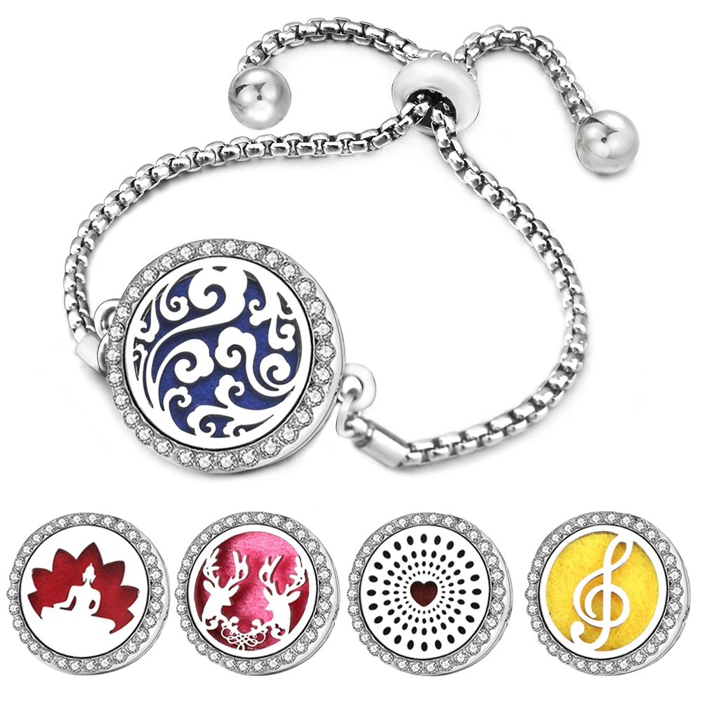 New Good Luck Auspicious Cloud Bangle Adjustable Women Charm Bracelet Essential Oil Diffuser Aromatherapy Zircon Locket Jewelry