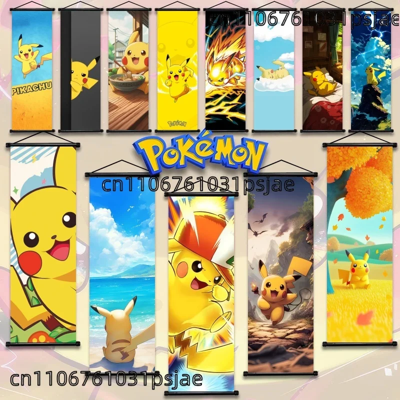 

Pikachu - Centered Pokémon Scroll Prints, Vivid Prints Show Pikachu's Charm & Cuteness for Fans' Rooms, Add Warm Vibe