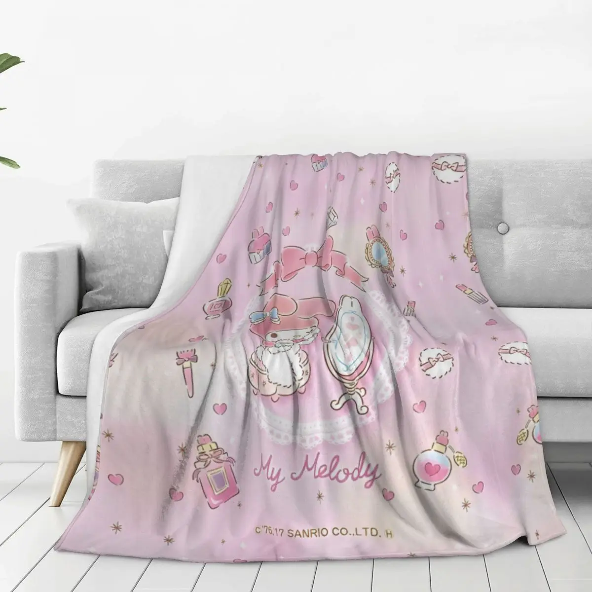 My Melody Rabbit Sanrio Japan Blanket Super Warm Funny Plush Throw Blanket For Outdoor Picnic Flannel Bedspread Bed Cover