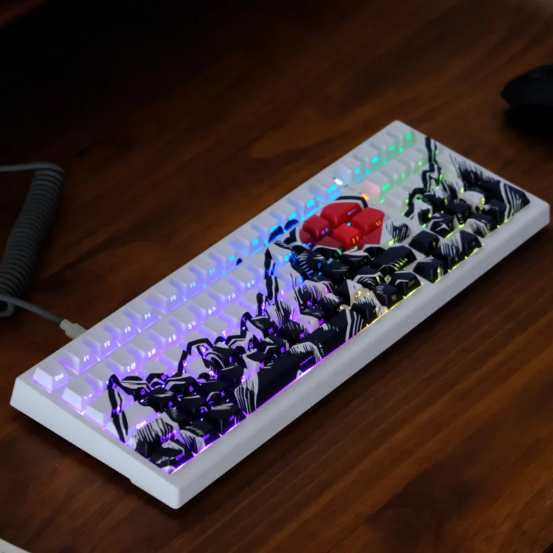 Imagem -06 - Sol Vermelho Sobe Alta 136 Chave Luz Lateral Pbt Sublimação de Tinta Cereja Perfil Keycap para mx Switch Teclado Mecânico de Jogos o