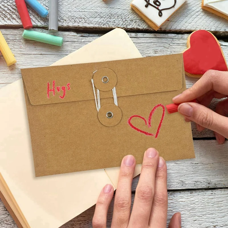 80 Pcs Kraft Paper Envelopes With String Tie Closure Project Pockets Document Organizer, 4.53 X 6.7 Inches (Brown)