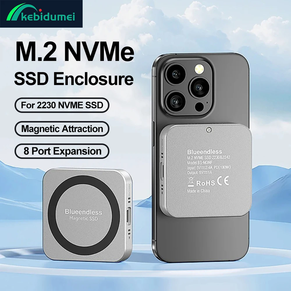 

Kebidumei M.2 NVME SSD-корпус Док-станция PD 100 Вт Зарядное устройство 4K60HZ HDTV Магнитная твердотельная база 10 Гбит/с для iPhone15 Pro MacBook