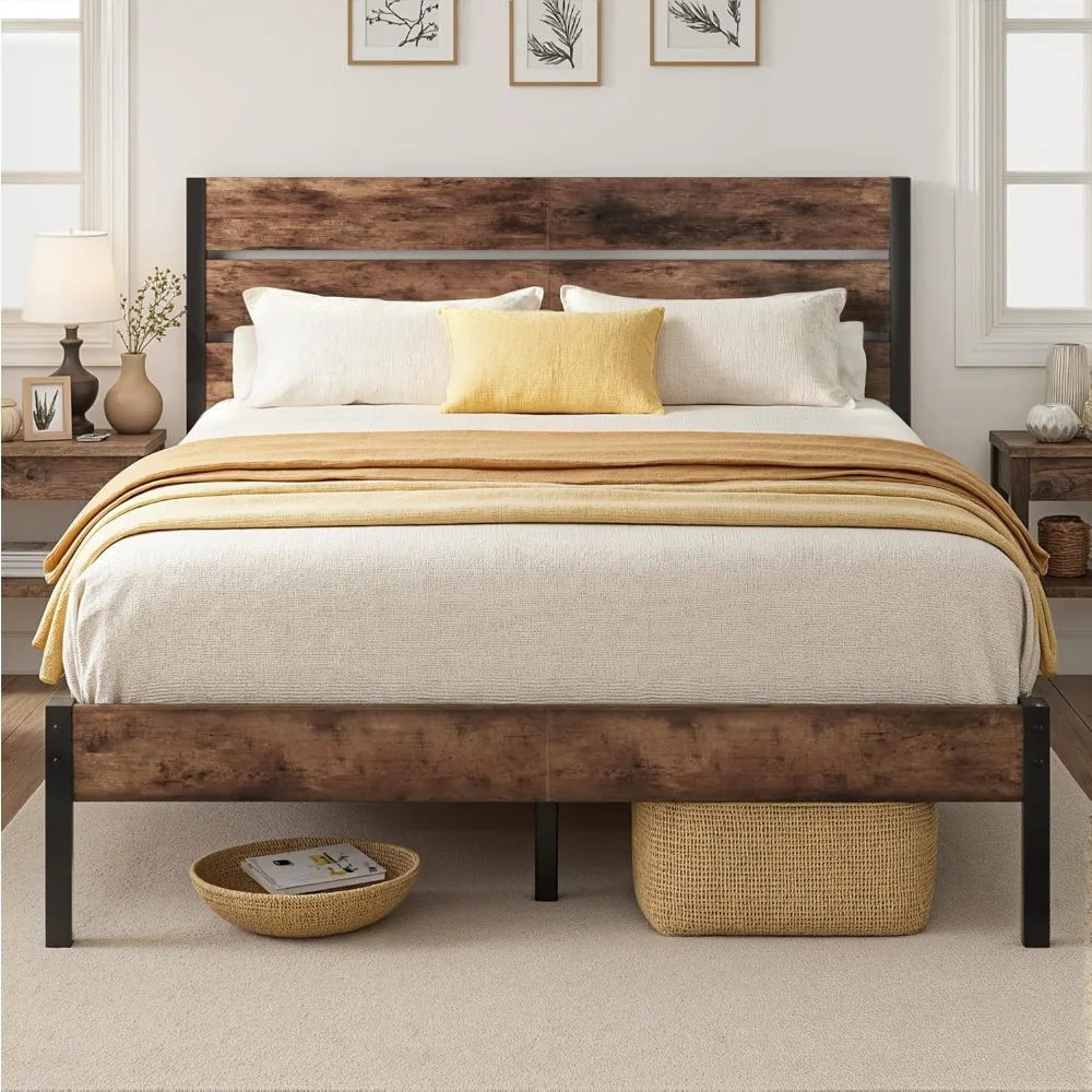 

Металлический каркас кровати размера «queen-size» с изголовьем, изножьем и местом для хранения под кроватью, цельнометаллической системой поддержки