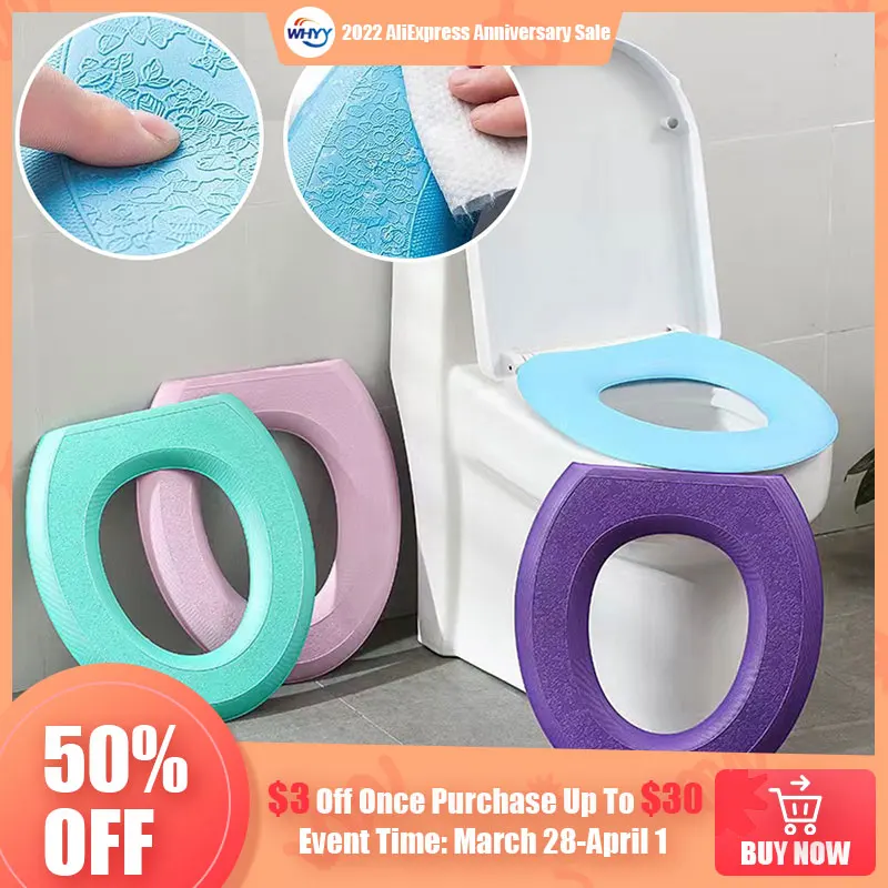 Toilet Seat Cover Waterpoof Soft Washable Closestool Mat Bathroom Pad Cushion Toilet Seat Bidet Toilet Cover Accessories