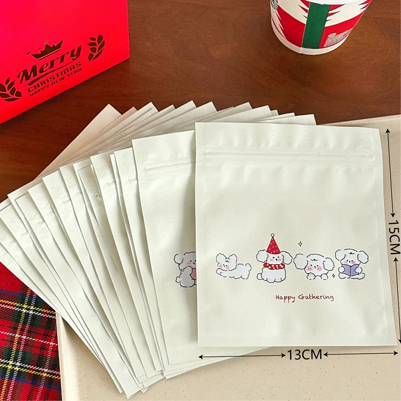 20/50Pcs Christmas Cute Dog Self Sealing Bag Card Hand Account Gift Packaging Bag Surprise Gift Bag Candy Pouch