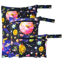Ensemble de 3 sacs à couches lavables pour bébé, poches lisses à fermeture éclair, utilisation multi-scénario, peut être accroché, imperméable, housse de couche réutilisable, WetBag 4