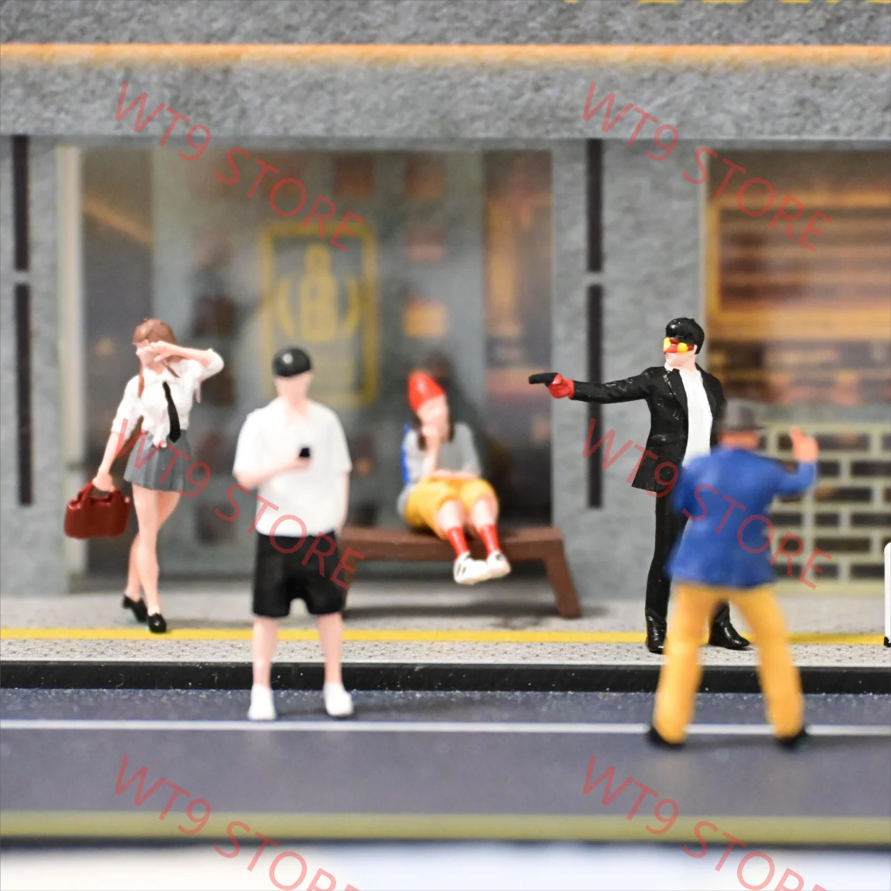 Diorama 1/64 Miniatuur Straat Foto Figuur Model Hars Miniatuur Figuren Collectible Speelgoed DIY Minifiguren Auto Garage Scène