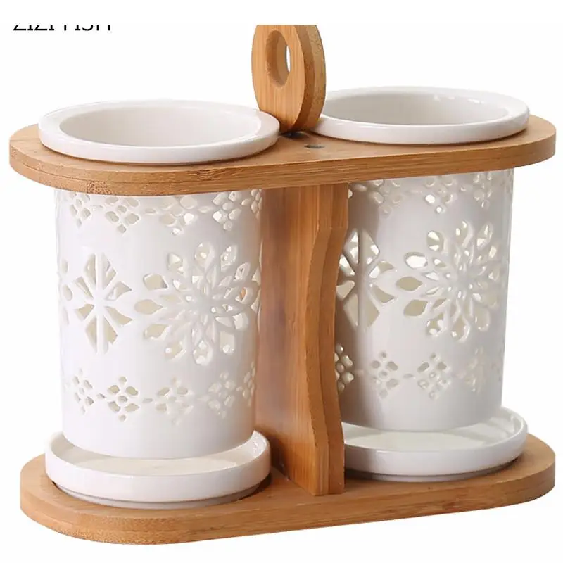 

Kitchen Dining&Bar Ceramic knife and fork storage rack Porous drainage box Tableware supplies