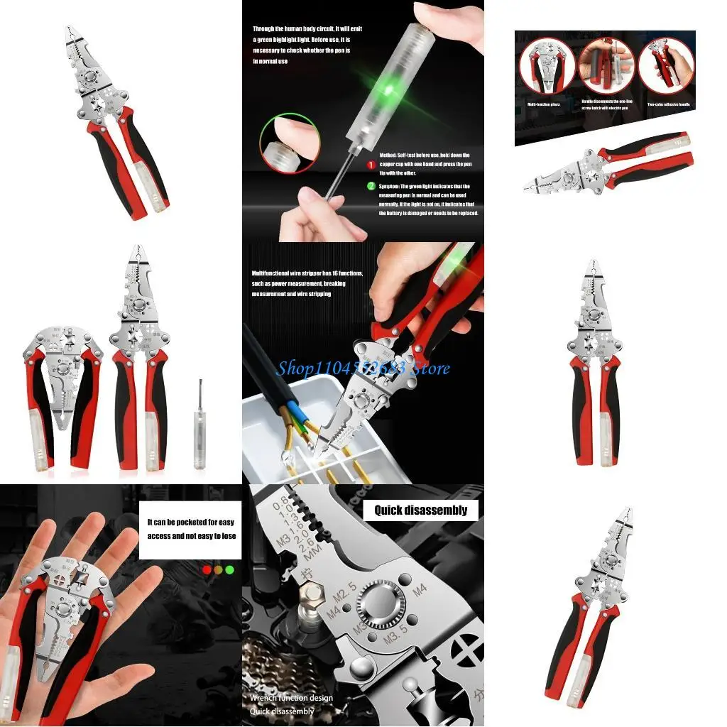 

Y6GD Foldable Wire Strippers with Electricity Measurement Function 16 in 1 Easy Multifunction Wire Stripping Pliers