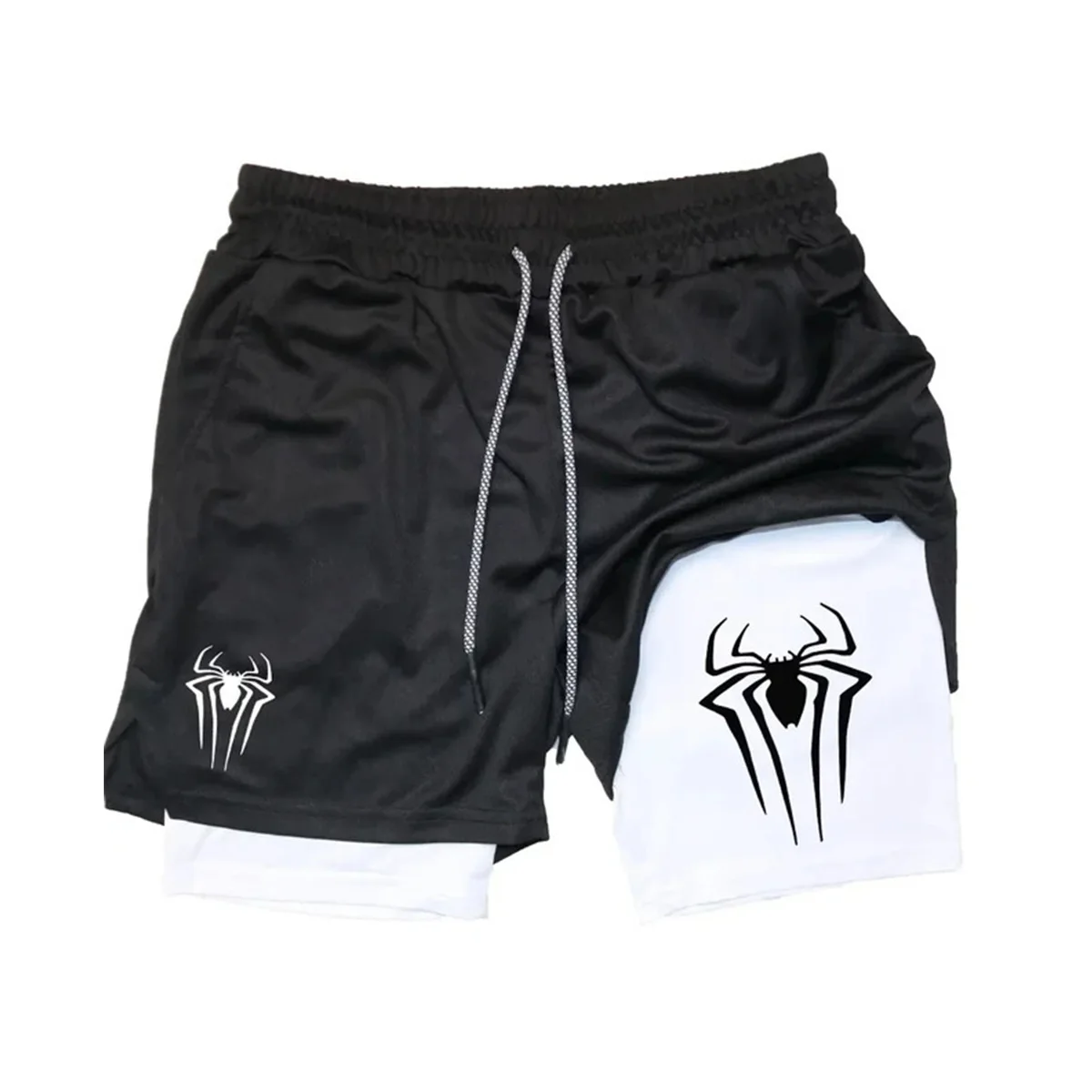 

Мужские повседневные спортивные шорты 2-в-1 с принтом, дышащие, быстросохнущие, для фитнеса, бега, летние уличные быстросохнущие баскетбольные шорты