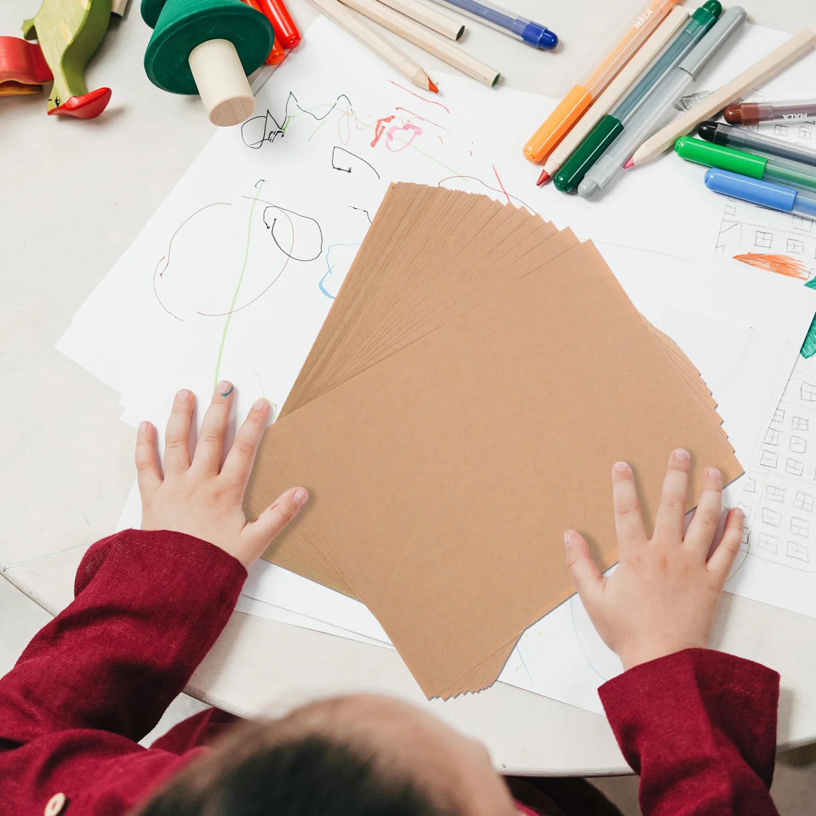 50 Sheets A4 Brown Kraft Paper Stickers Labels Printable Adhesive Label Paper for Storage Boxes Jars Filing System Workspace