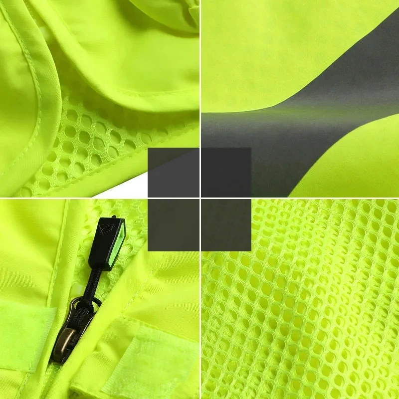 Vêtements de Travail à Haute Visibilité en Maille Respirante, Multi-Poches, pour Travail de Construction, Moto, Cyclisme