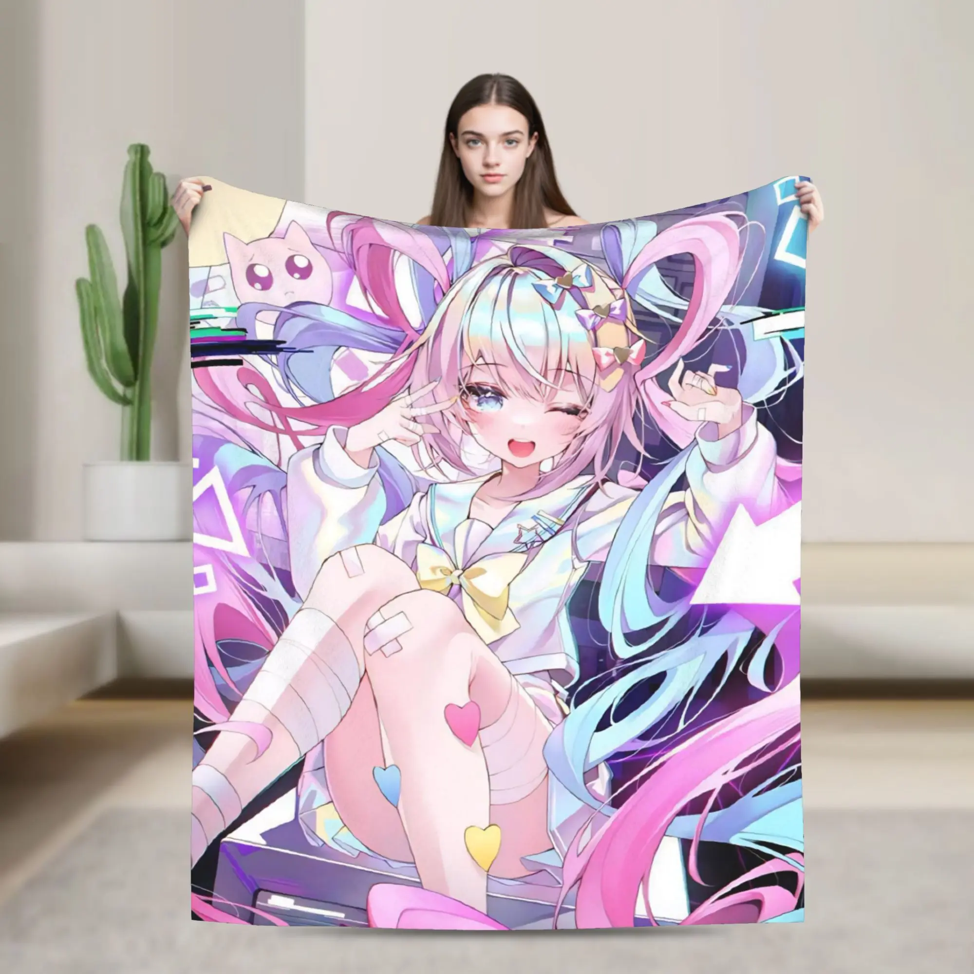 OMG kawaii Angel Blankets Flannel Textile Decor Anime Game Breathable Super Warm Throw Blanket for Bedding Office Bedspread