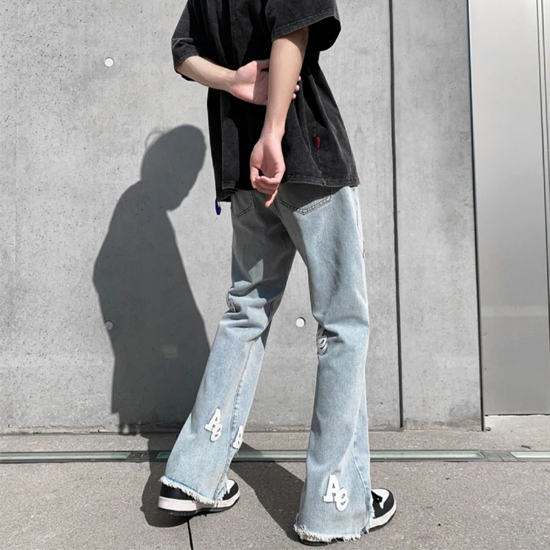 

Мужские джинсы American Vibe в стиле High Street: приталенные, прямые, из смесового хлопка и полиэстера, летние повседневные брюки