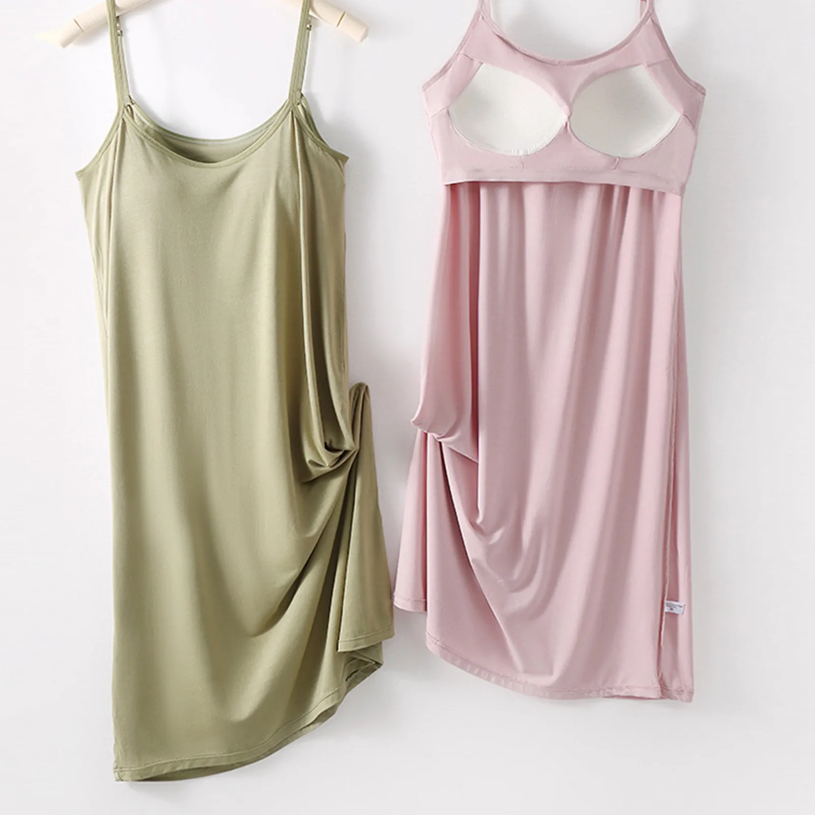 

Minimalist Solid Color Daily Thin Spaghetti Strap Dress for Lady Fashion Basic Loose Casual Comfortable Homewear Sleepdress