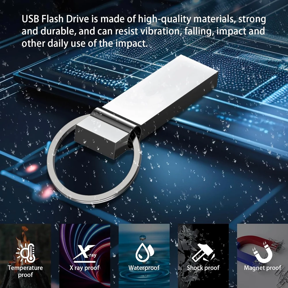 USB Flash Drive stik 2TB 1TB, Flash Drive Stick tahan air Jump 1000GB/2000GB Disk dengan gantungan kunci penyimpanan Data besar untuk komputer/Laptop Thumb Drive