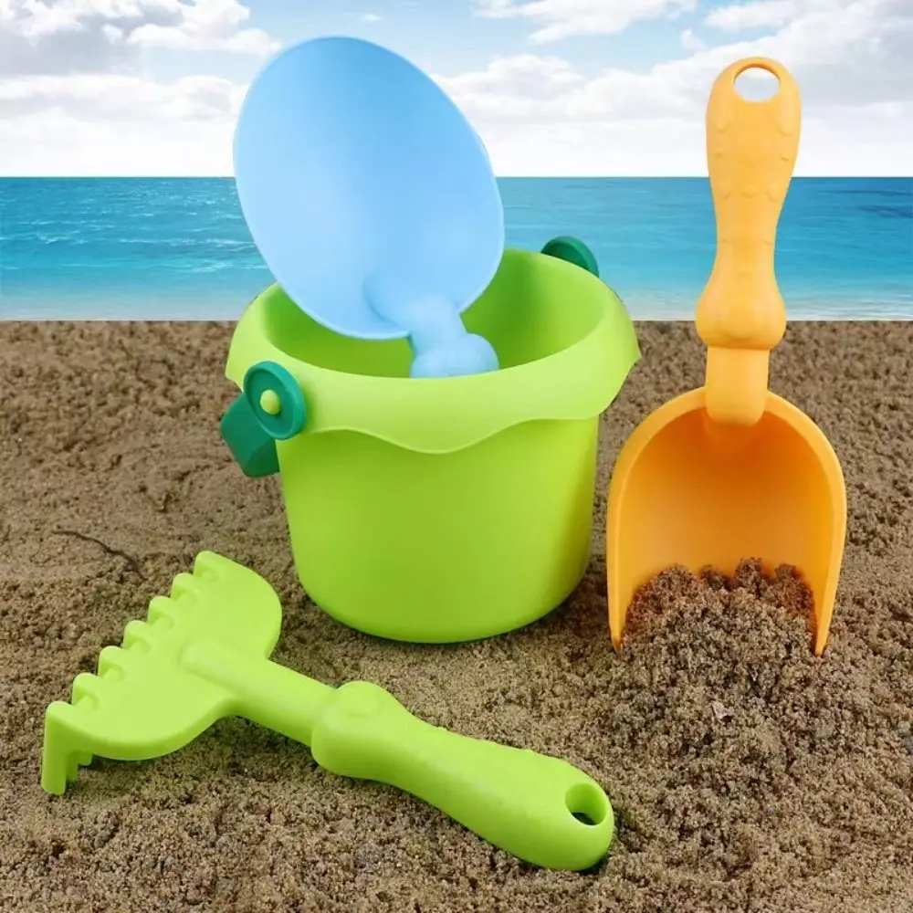 Beach Shovel Beach Sand Play Brinquedos para crianças, jogo de pá, balde portátil, brinquedos de praia, leve, ABS, 1 conjunto