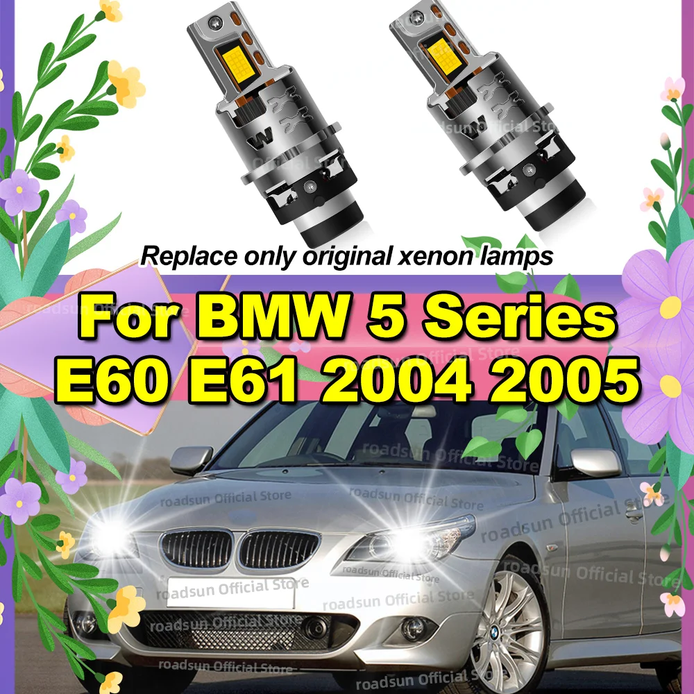 

2Pcs LED Light Bulb 50000LM 1:1 HID Xenon Headlights Plug&Play For BMW 5 Series E60 E61 2004 2005