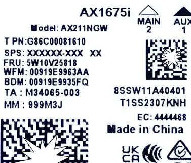 

Беспроводная сетевая карта Killer AX1675i AX211 WiFi 6E 1675i с интерфейсом CNVIo2, трехдиапазонная, 5374M, Bluetooth 5.2